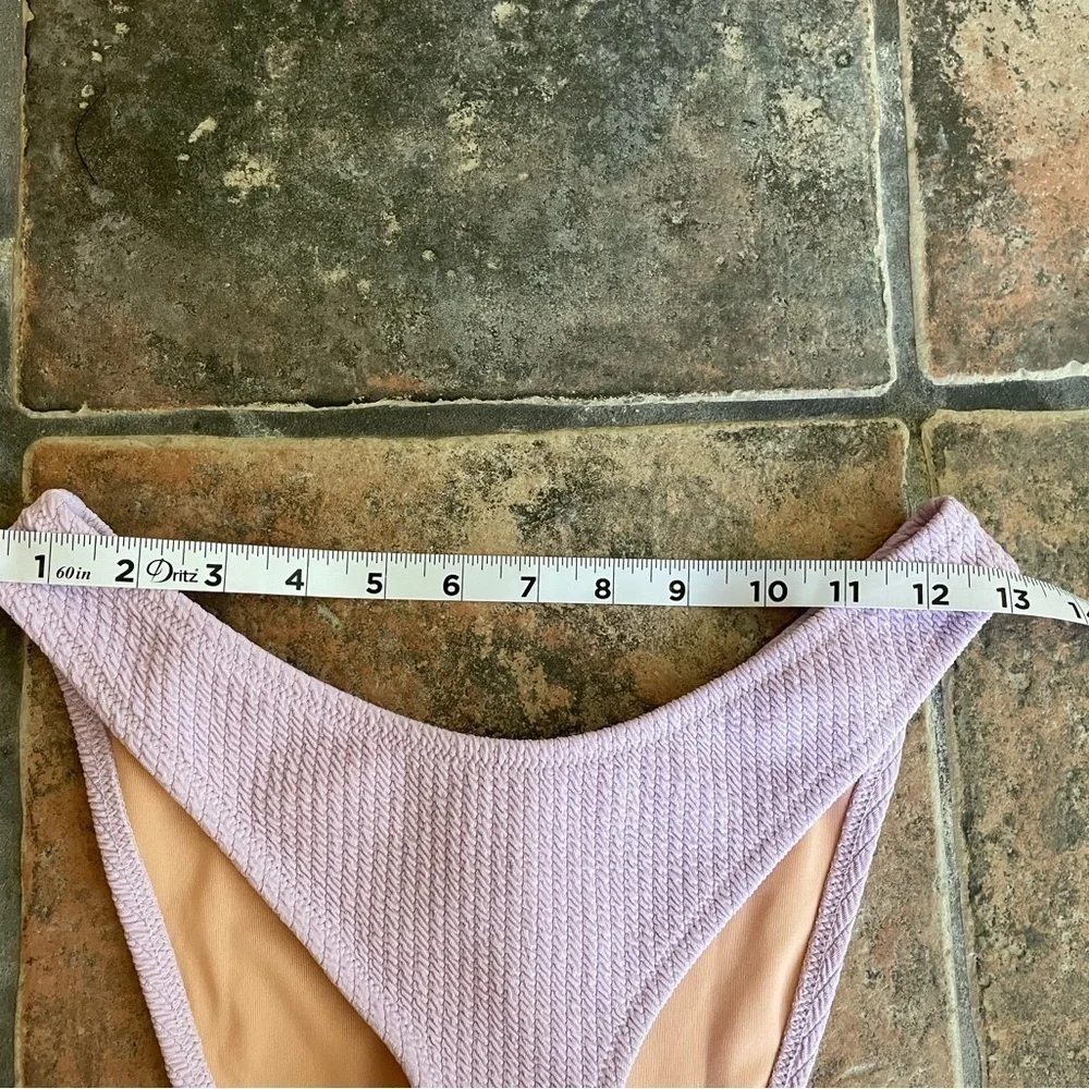 J.Crew Textured Curved-Waist Cheeky Bikini Bottoms Light Purple Color Size S